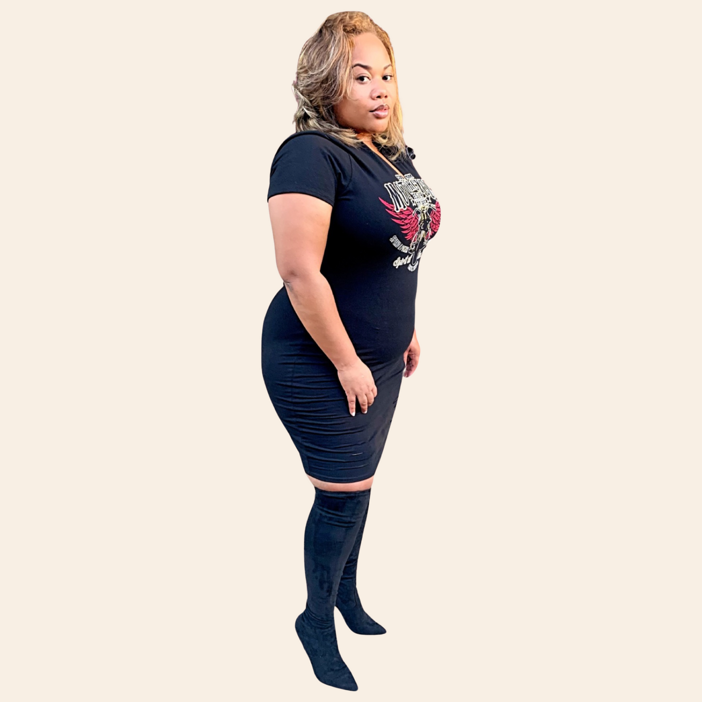 Distressed Graphic Tee Dress | Junior Plus Size Graphic Tee Dress