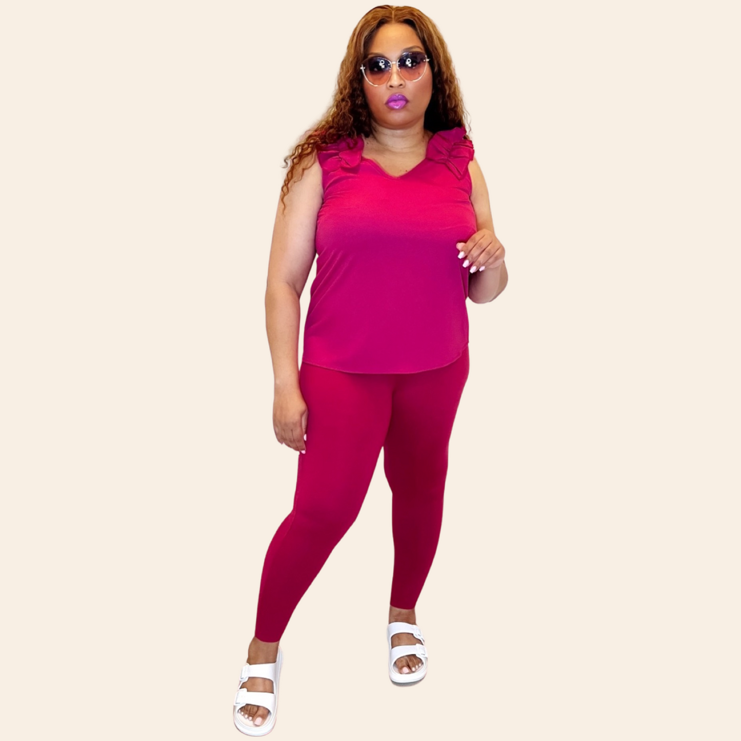 Rosie Set | Woven Dobby Ruffle Top & Leggings Set