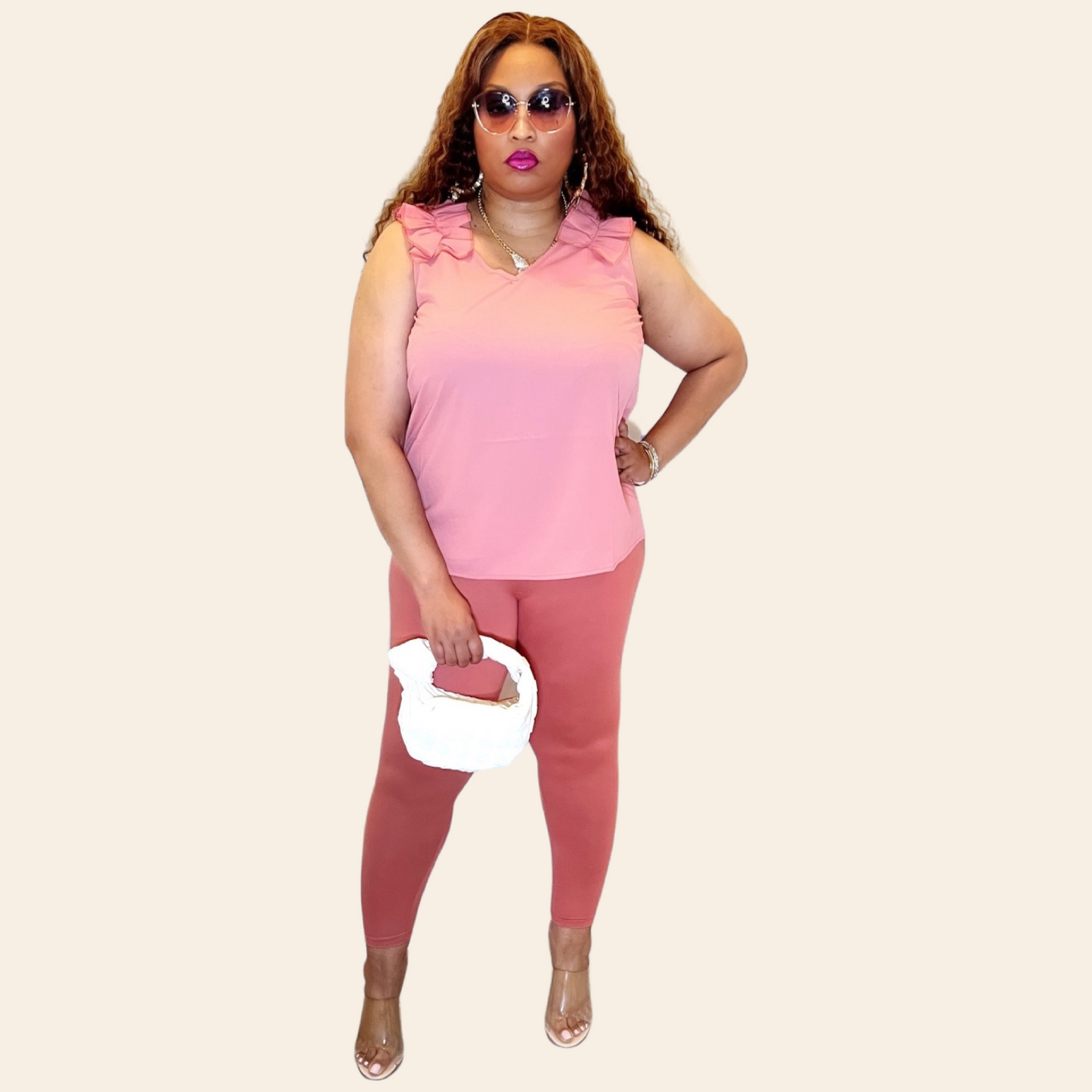 Rosie Set | Woven Dobby Ruffle Top & Leggings Set