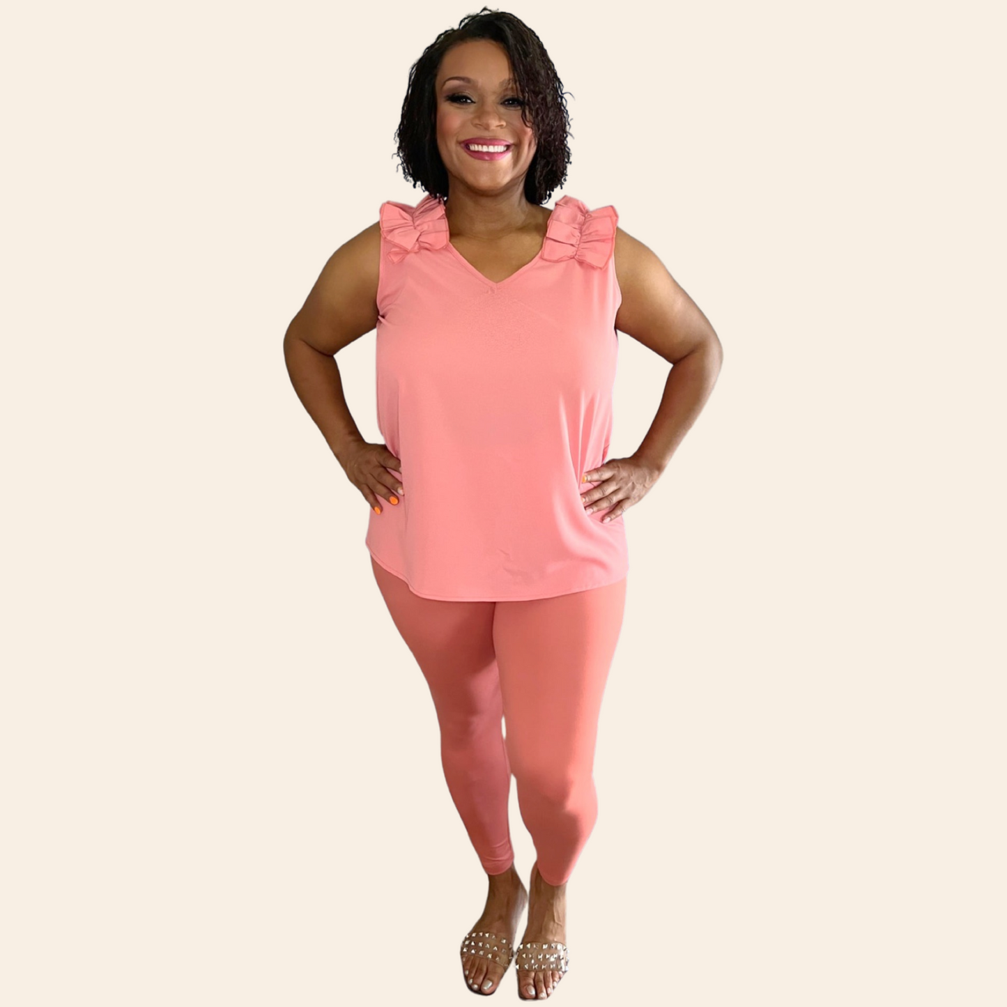 Rosie Set | Woven Dobby Ruffle Top & Leggings Set