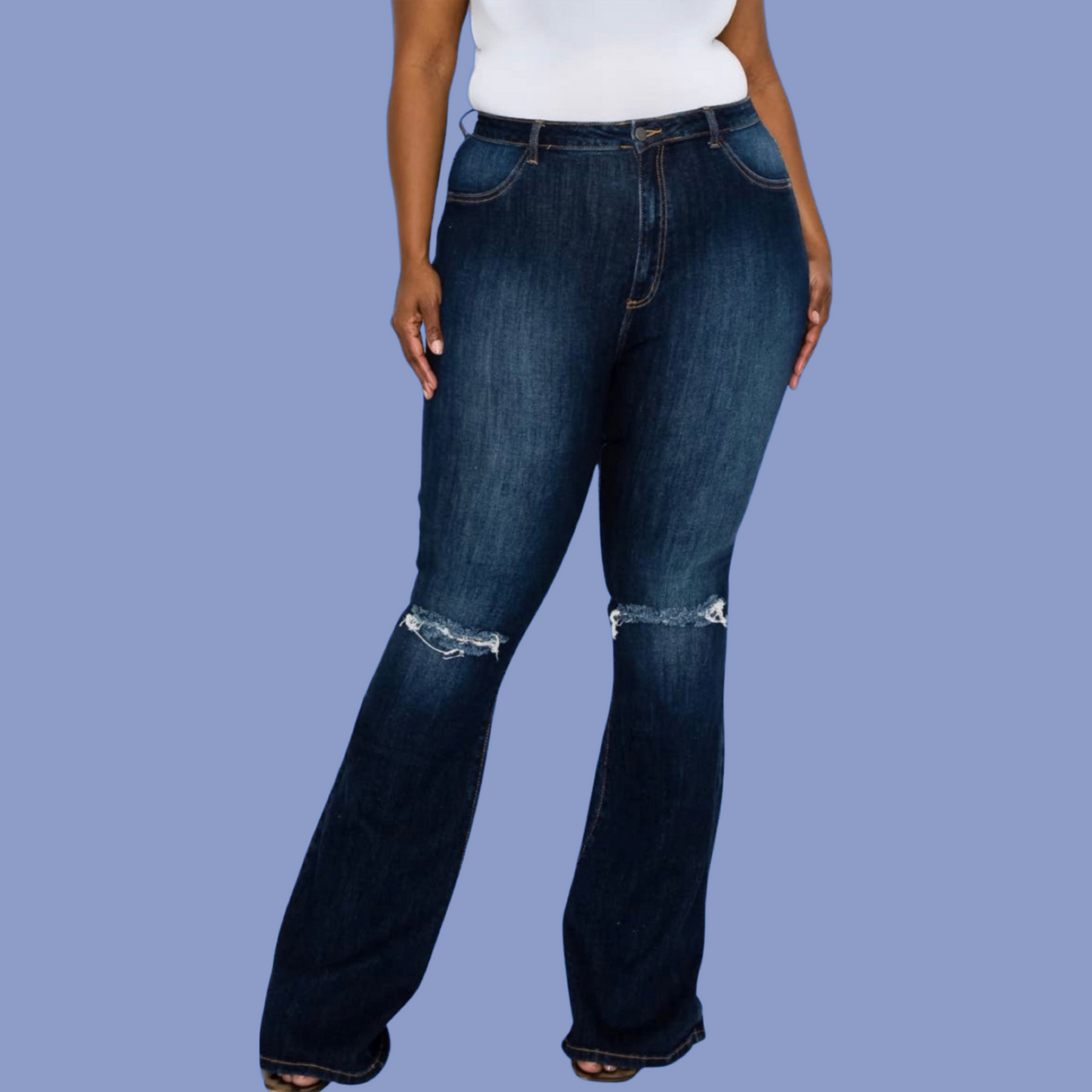 Curvy Flare Dark Denim Jeans