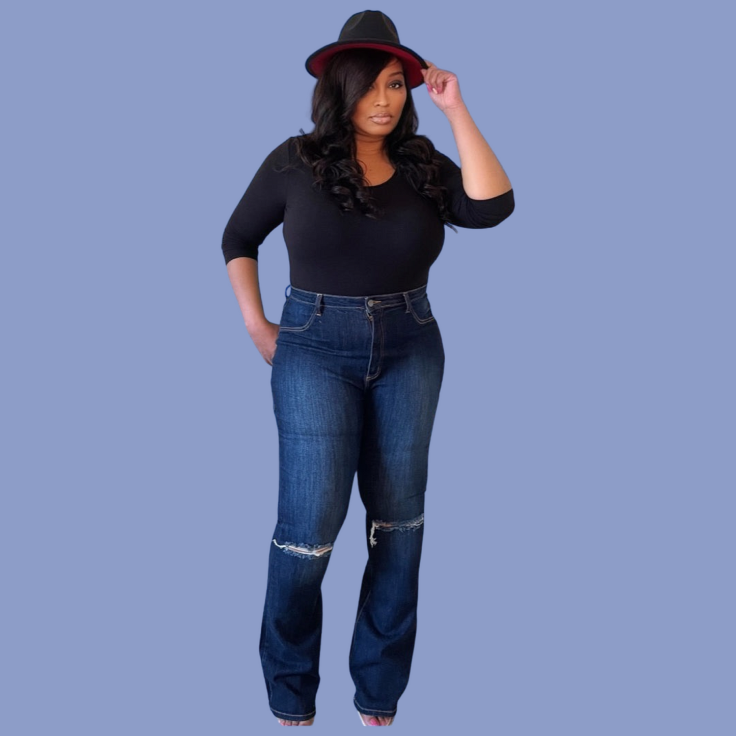 Curvy Flare Dark Denim Jeans