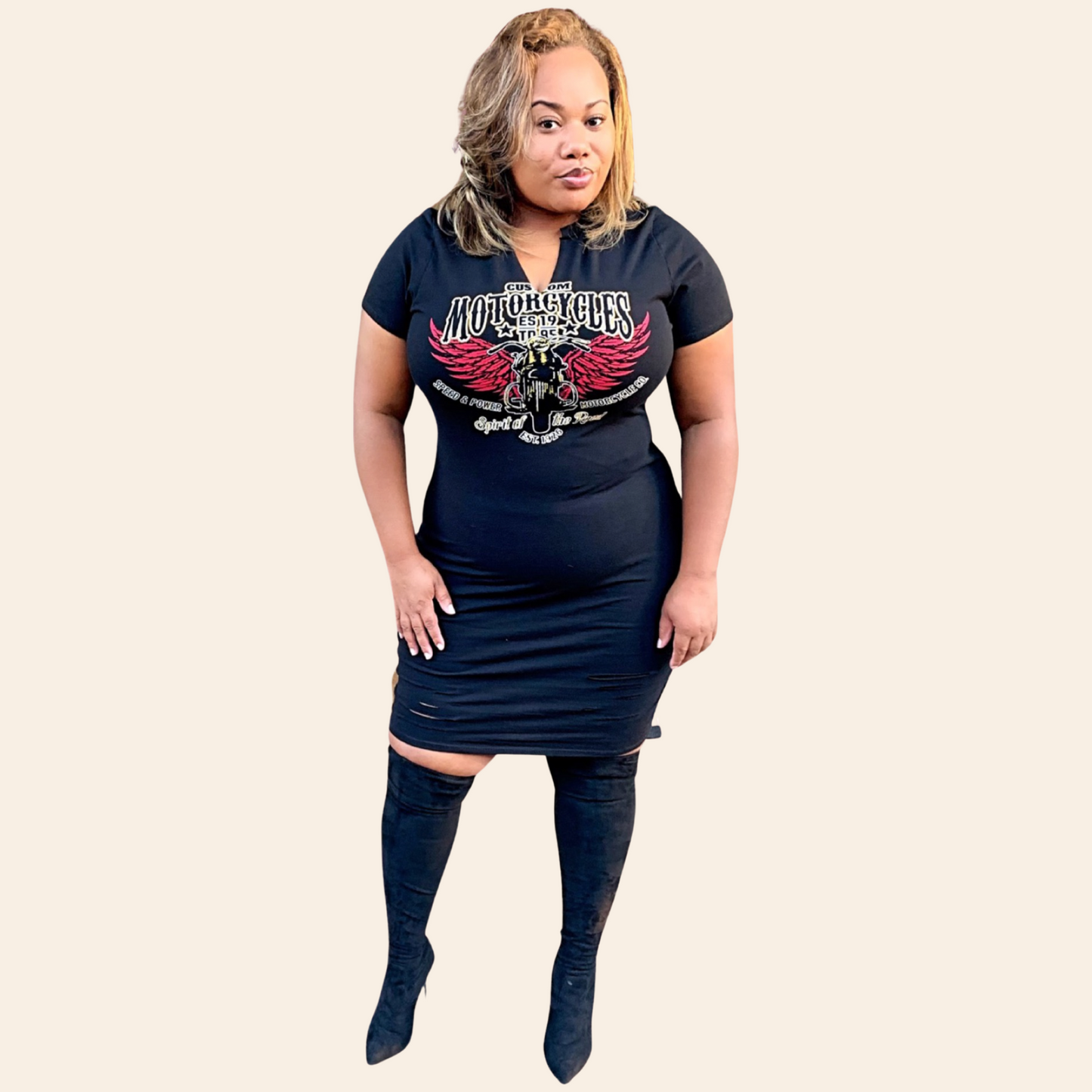 Distressed Graphic Tee Dress | Junior Plus Size Graphic Tee Dress