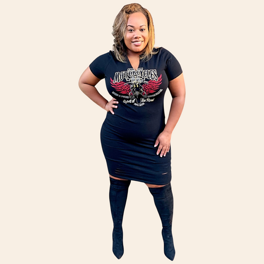 Distressed Graphic Tee Dress | Junior Plus Size Graphic Tee Dress
