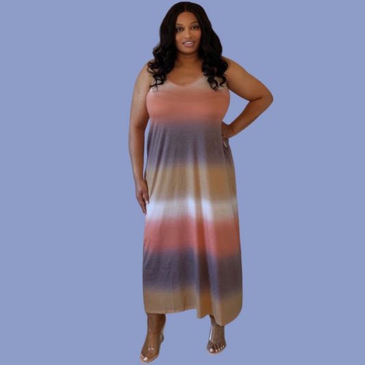 Maxin About | Printed V Neck Maxi Dress Reg