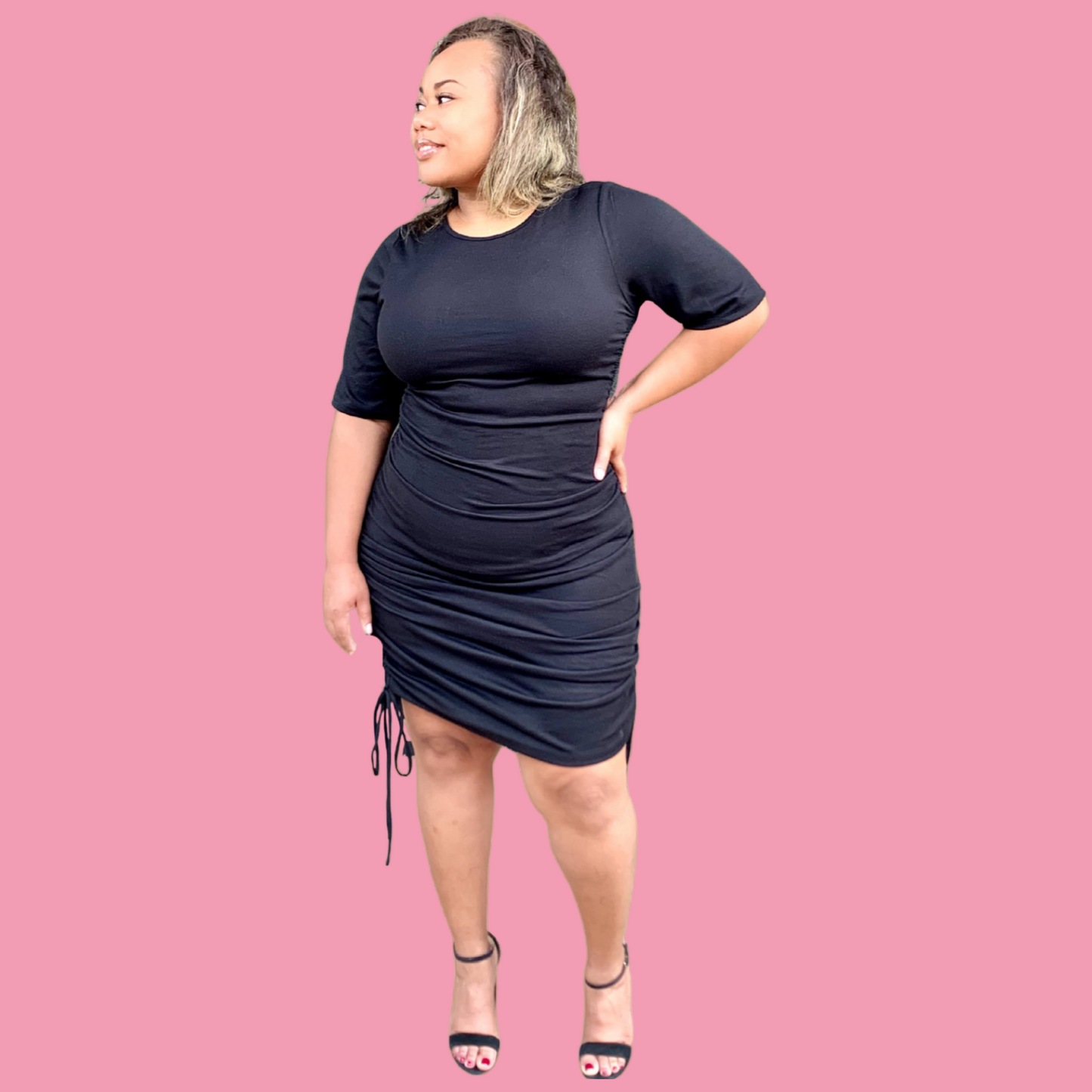 Black Verse Dress | Plus Sized Ruched Dress